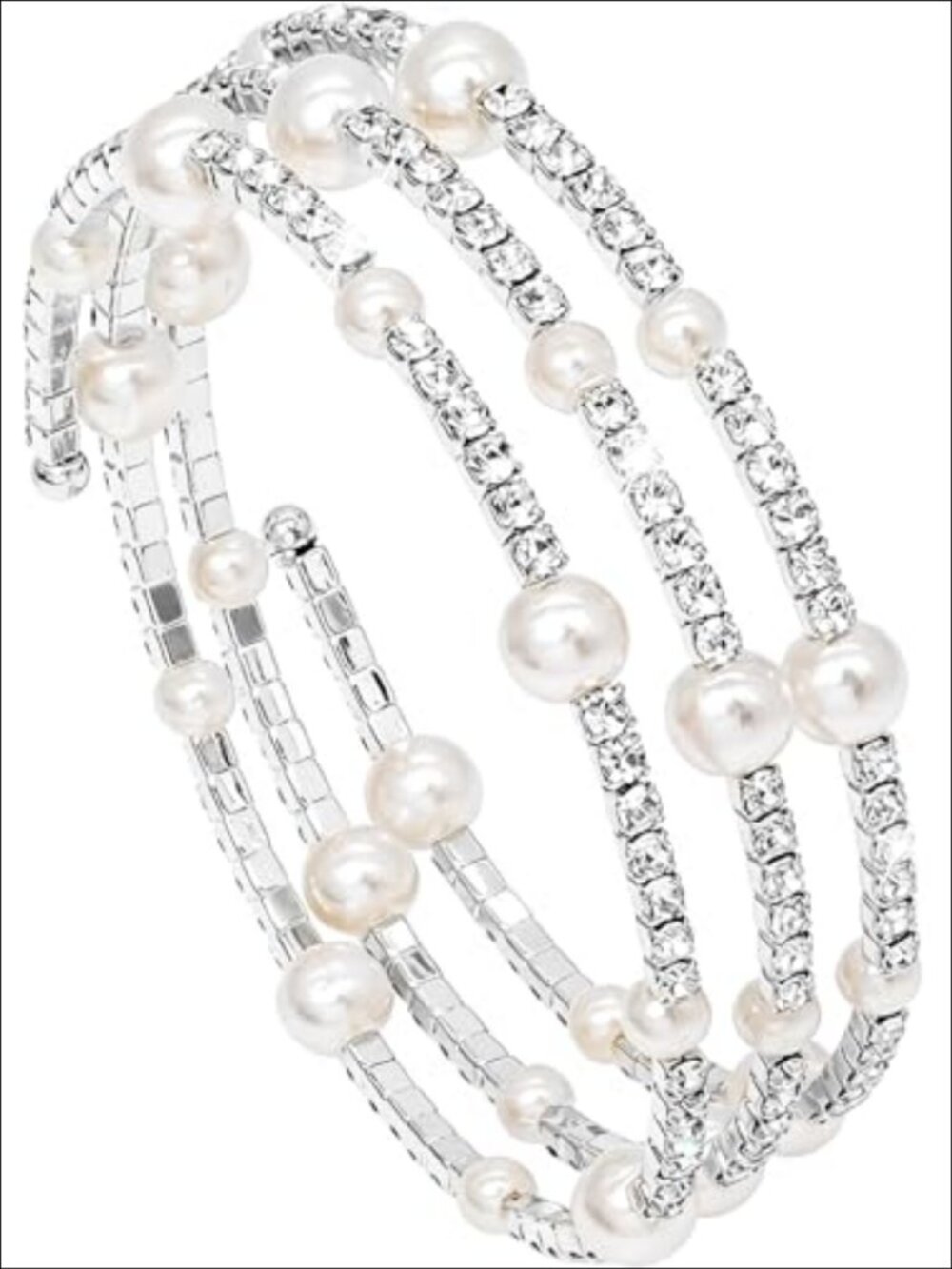 Rhinestone Cuff Bracelet Multilayer Crystal Bangle Adjustable Women Jewelry
